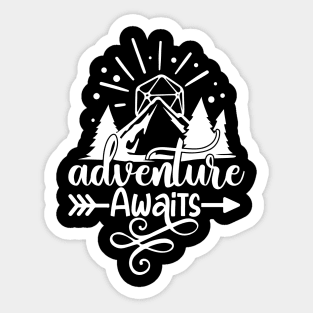 DnD Adventure Awaits D20 Landscape Sticker